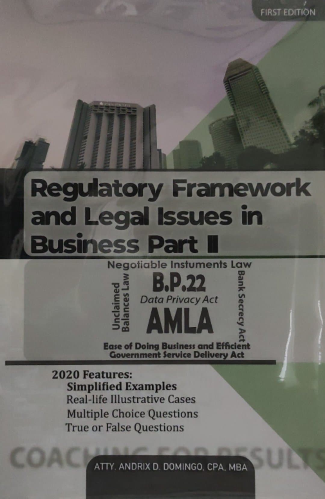 Book cover: Regulatory framework and legal issues in business part II