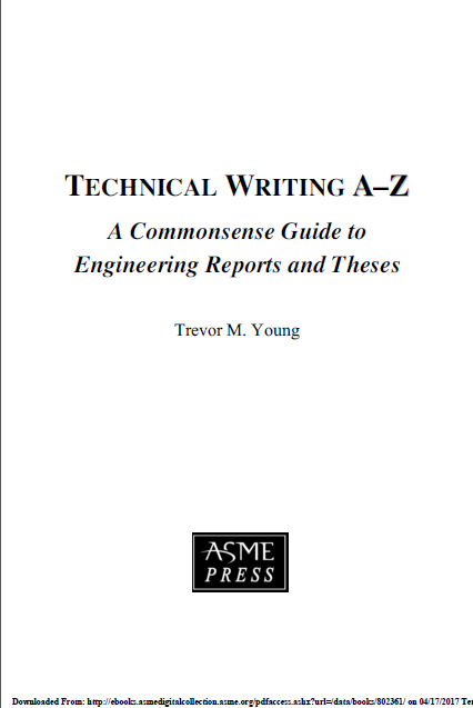 Book cover: Technical writing A–Z : a commonsense guide to engineering reports and theses
