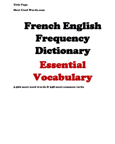 Book cover: French English frequency dictionary: essential vocabulary