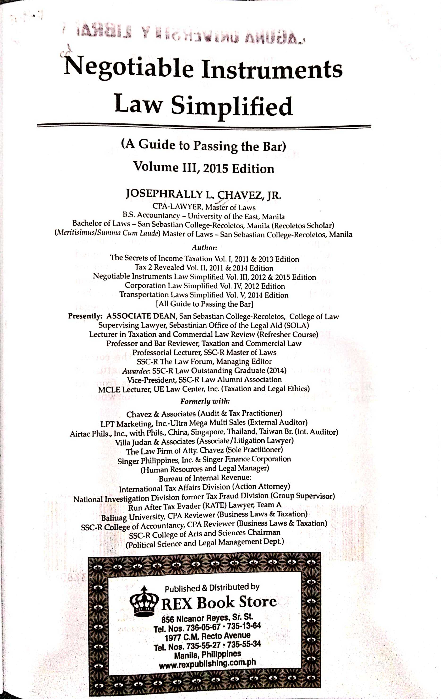 Book cover: Negotiable instruments law simplified