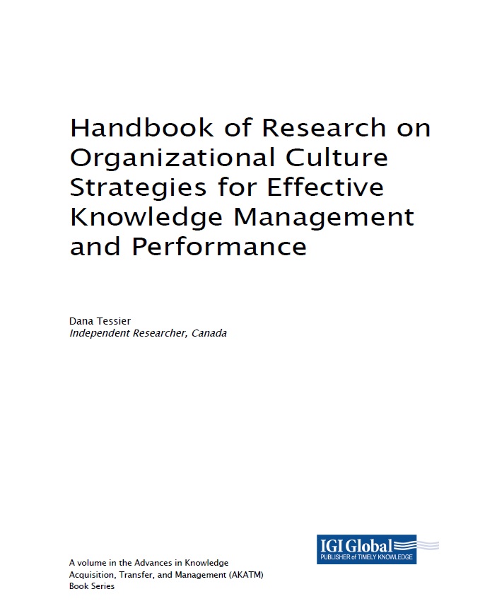 Book cover: Handbook of research on organizational culture strategies for effective knowledge management and performance.