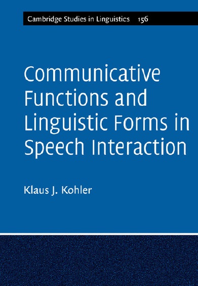 Book cover: Communicative functions and linguistic forms in speech interaction