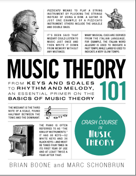 Book cover: Music theory 101: from keys and csales to rhythm and melody, an essential primer on the basics of music theory