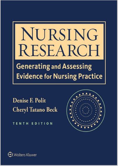 Book cover: Nursing research: generating and assessing evidence for nursing practice.