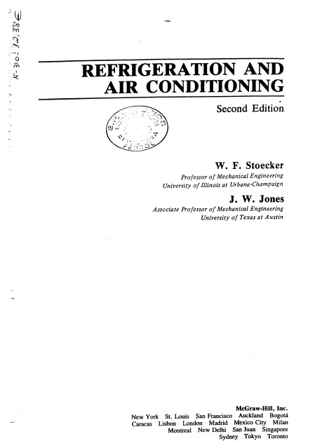 Book cover: Refrigeration and air conditioning