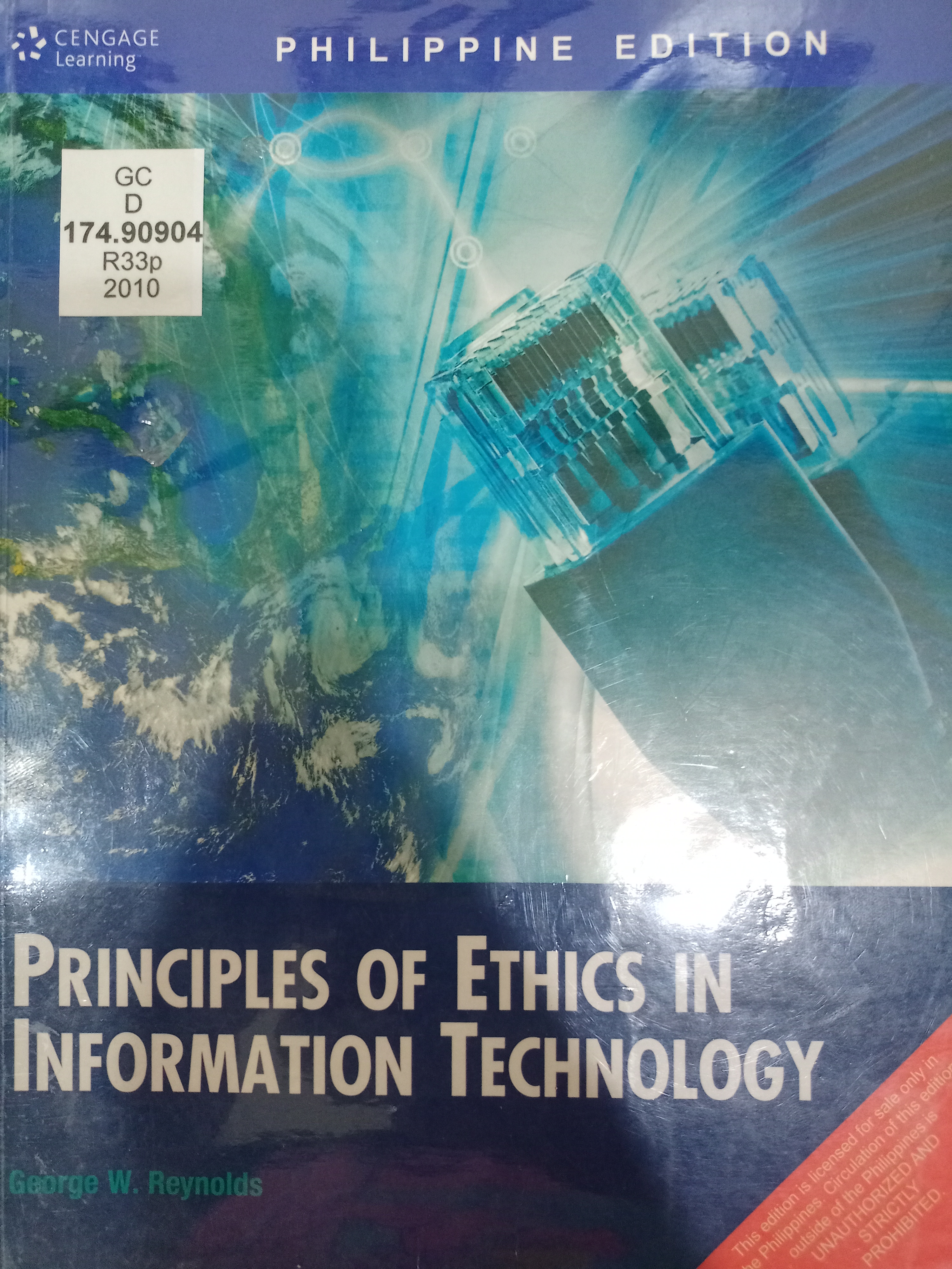 Book cover: Principles of ethics in information technology