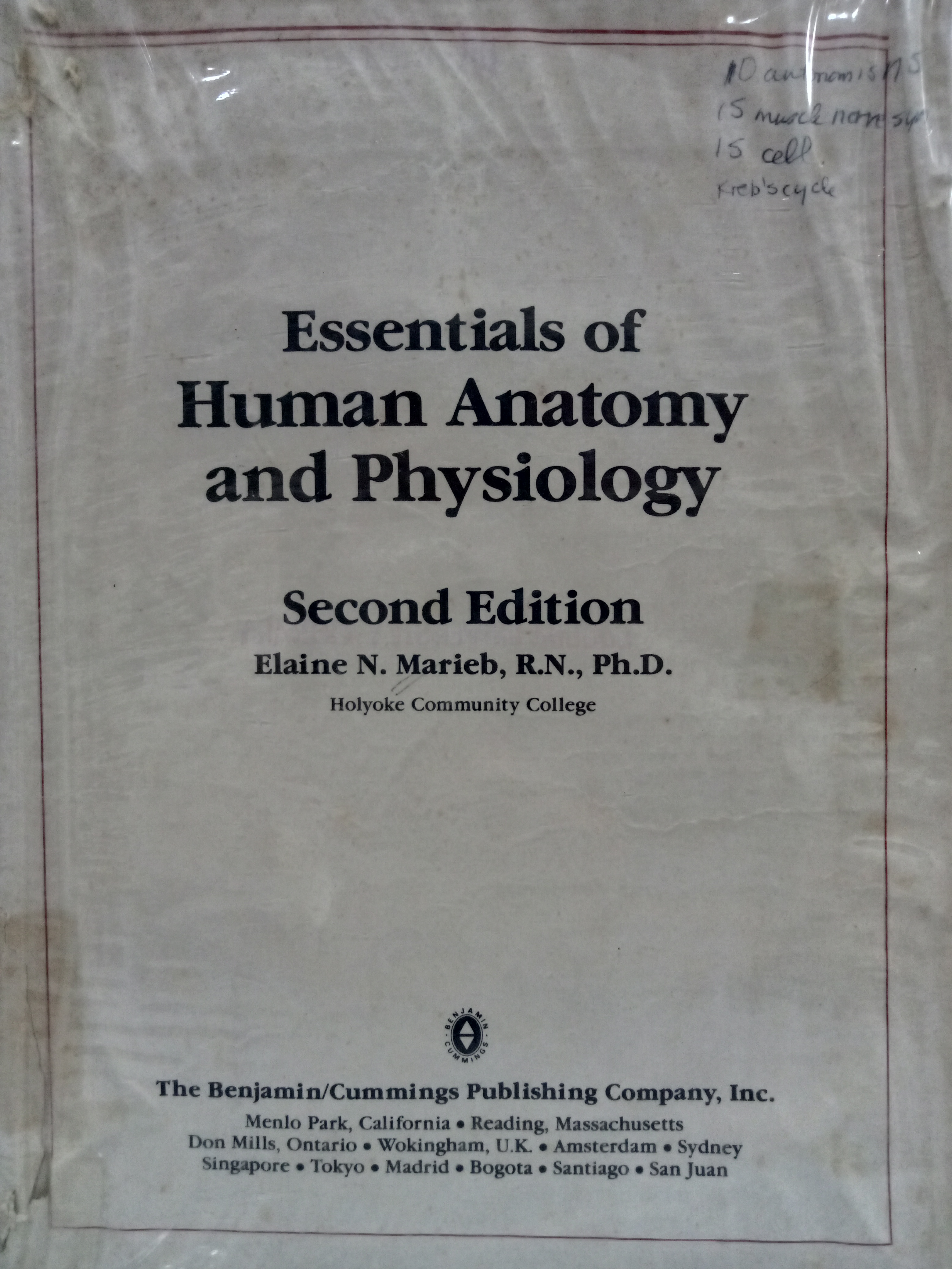 Book cover: Essentials of human anatomy and physiology