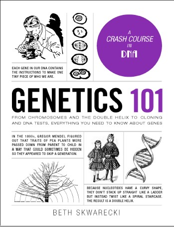 Book cover: Genetics 101 : from chromosomes and the double helix to cloning and DNA tests, everything you need to know about genes