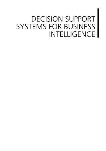Book cover: Decision support systems for business intelligence