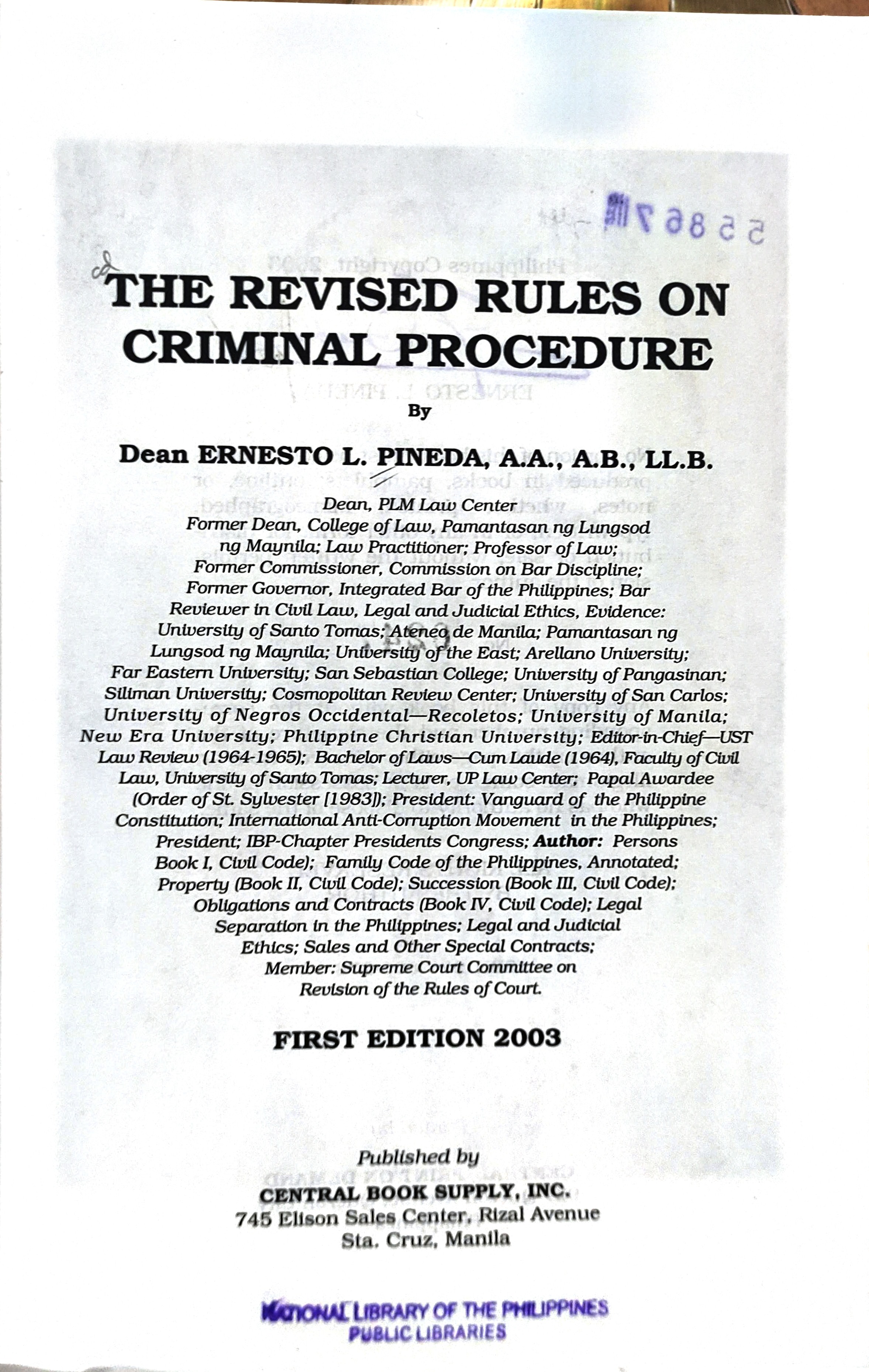 Book cover: The Revised rules on criminal procedure