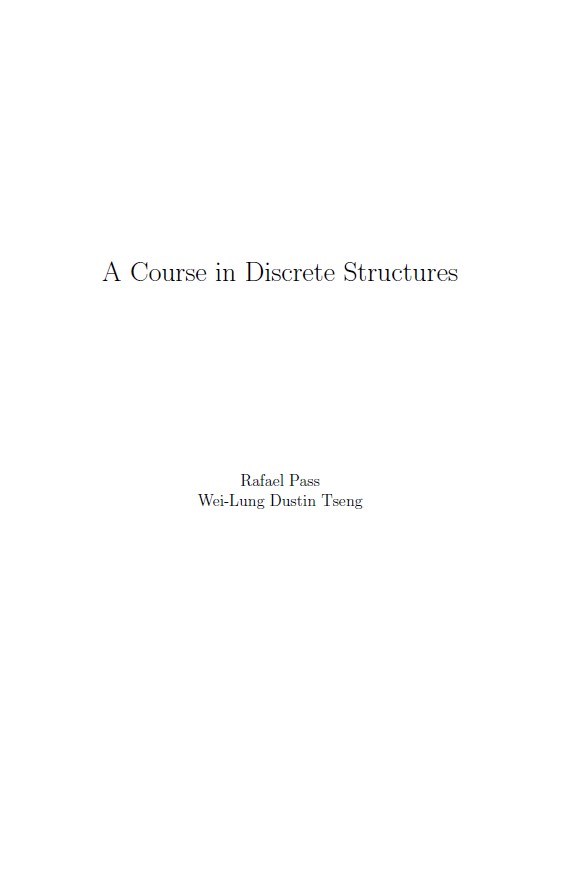 Book cover: A Course in discrete structures.