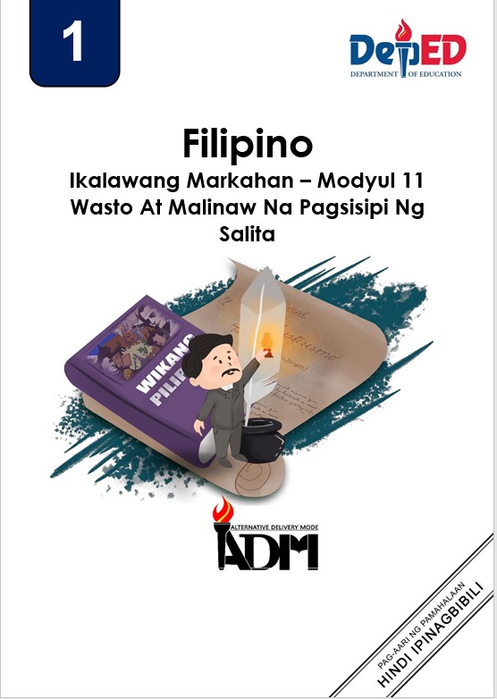 Book cover: Filipino : ikalawang markahan - modyul 11, wasto at malinaw na pagsisipi ng salita